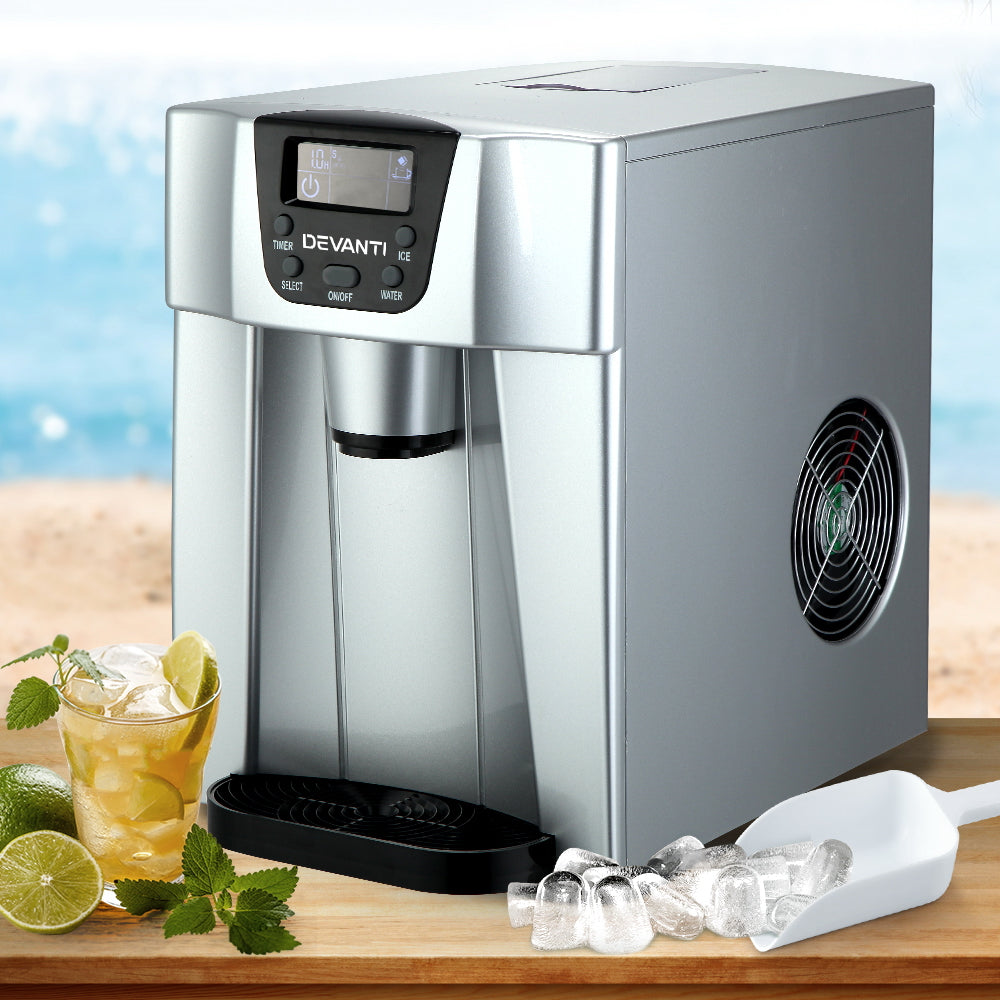 Devanti Portable Ice Maker Machine & Water Dispenser 2L Silver