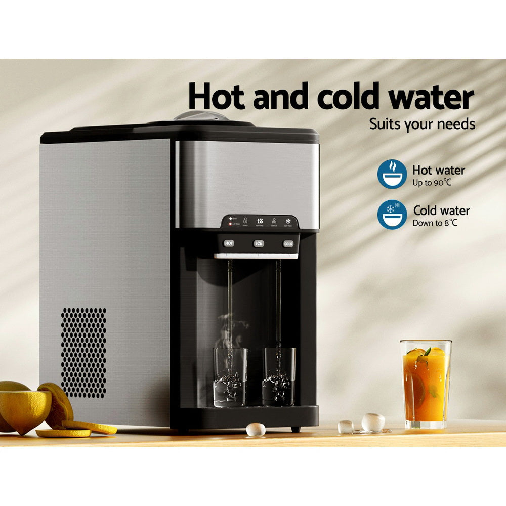 Devanti Portable Ice Maker Machine & Water Dispenser 3L Silver - RV Online