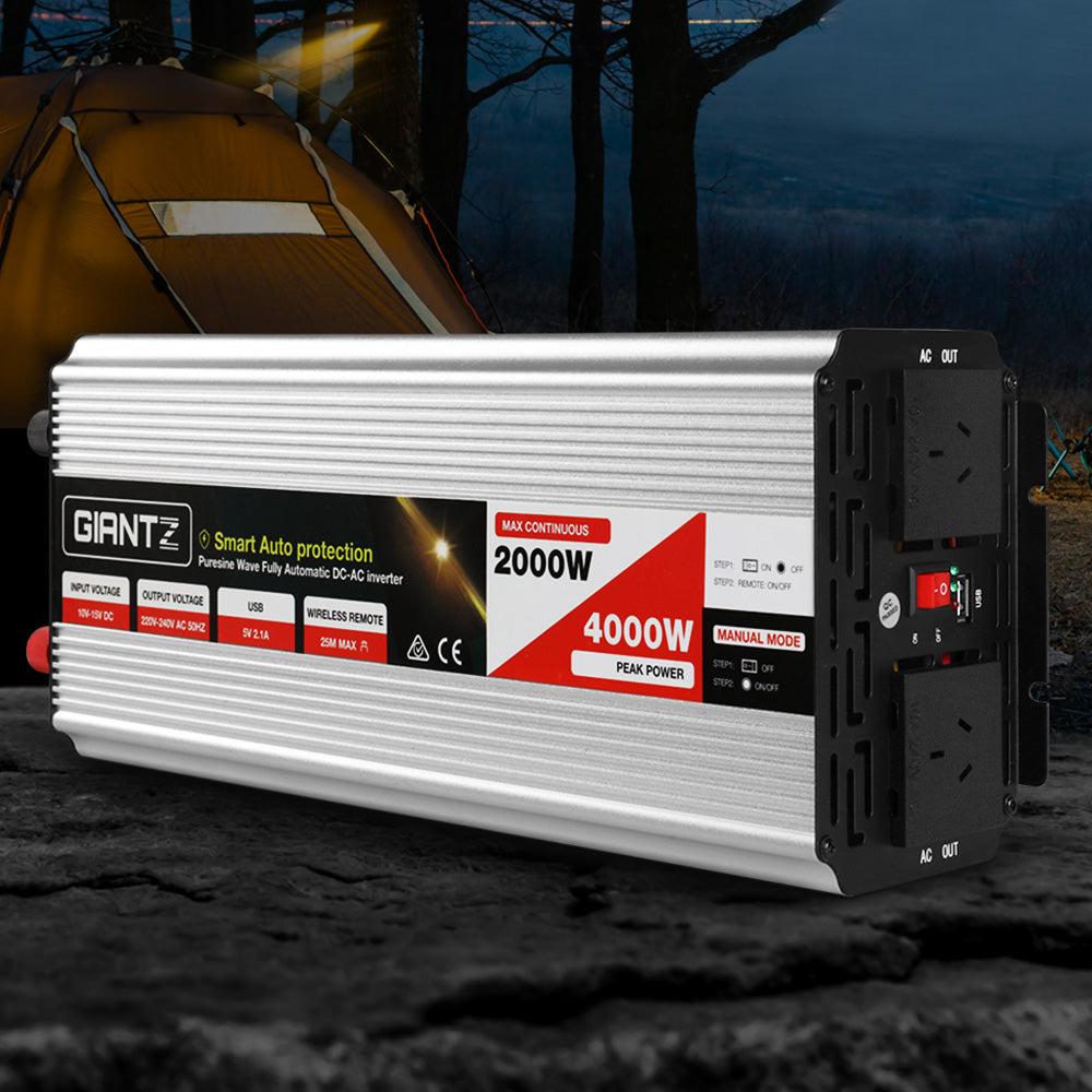 Giantz Power Inverter 2000W or 4000W Pure Sine Wave 12V-240V