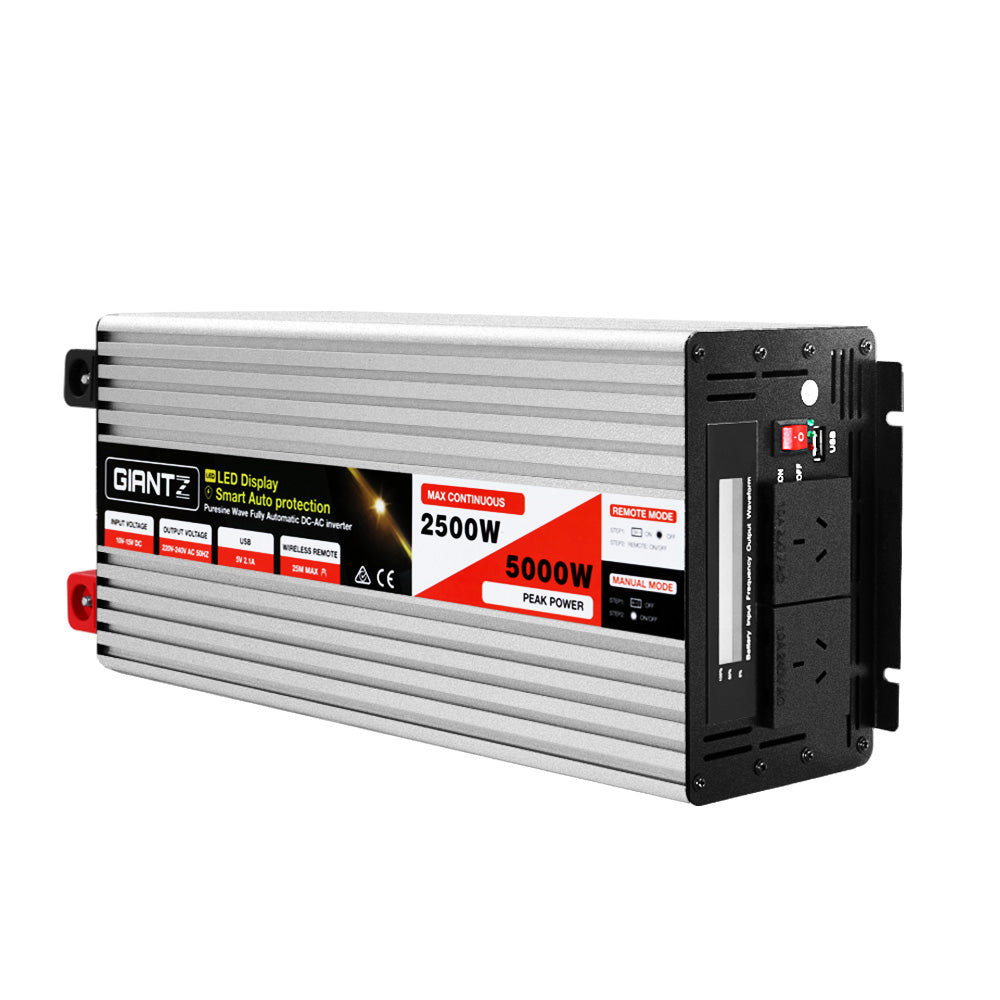 Giantz Power Inverter 2500W or 5000W Pure Sine Wave 12V-240V