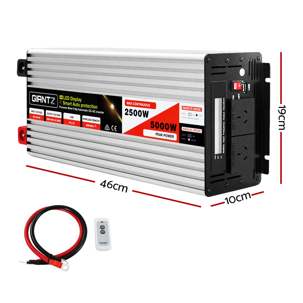 Giantz Power Inverter 2500W or 5000W Pure Sine Wave 12V-240V