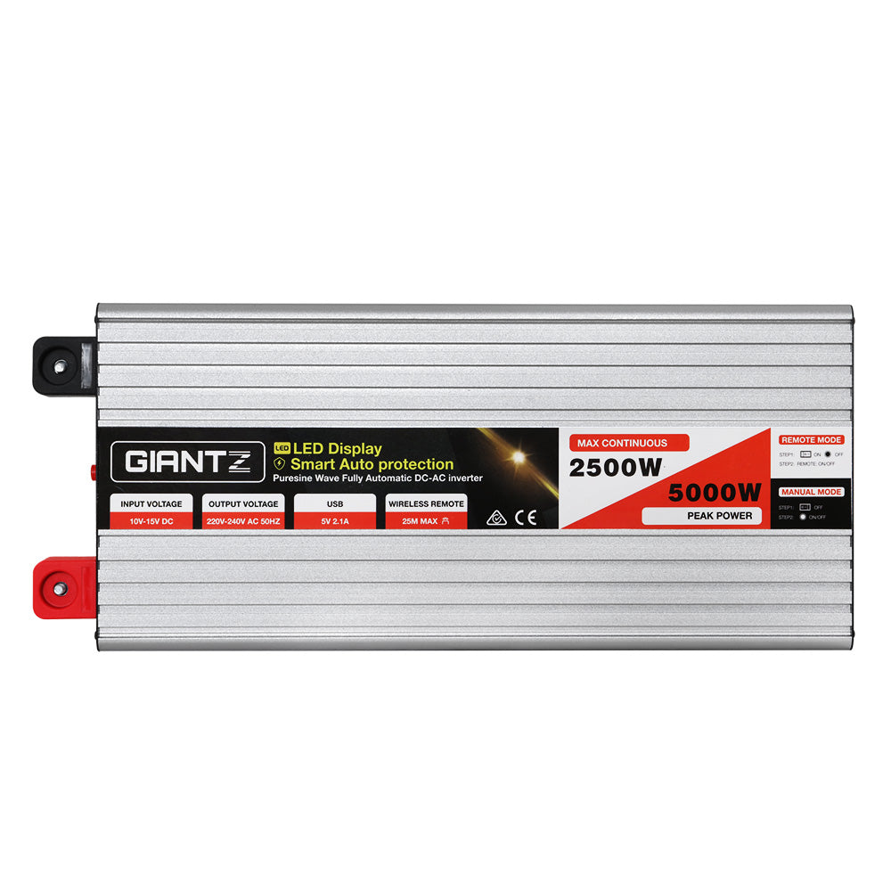 Giantz Power Inverter 2500W or 5000W Pure Sine Wave 12V-240V