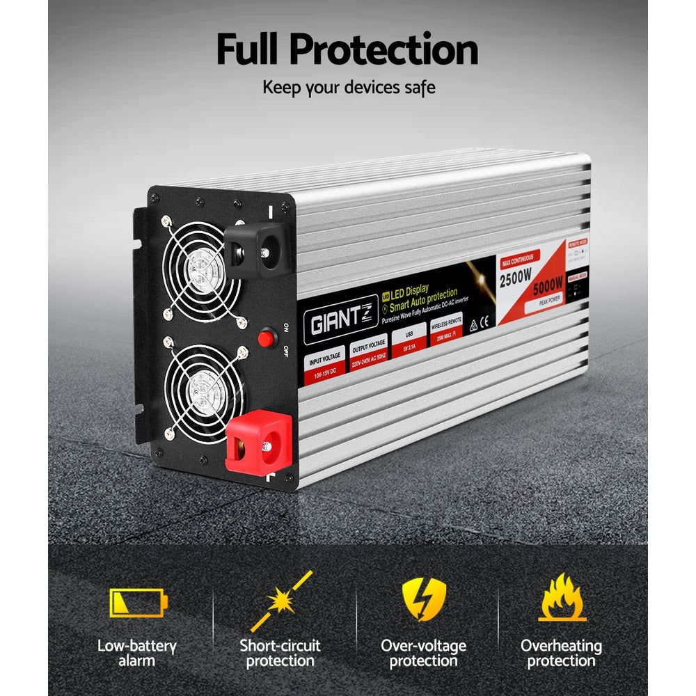 Giantz Power Inverter 2500W or 5000W Pure Sine Wave 12V-240V