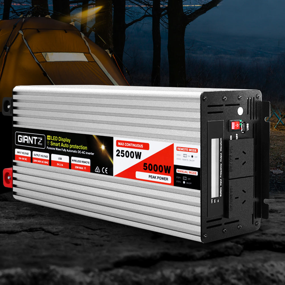 Giantz Power Inverter 2500W or 5000W Pure Sine Wave 12V-240V