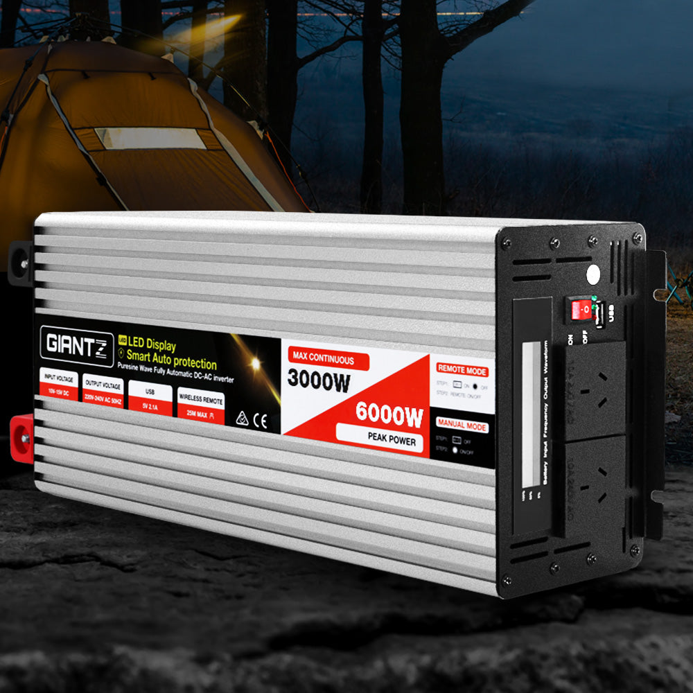 Giantz Power Inverter 3000W or 6000W Pure Sine Wave 12V-240V