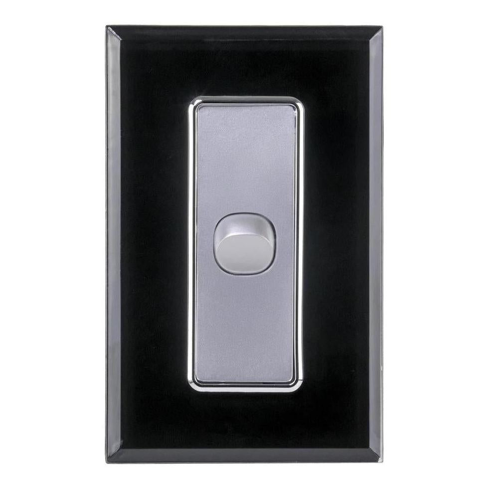 Iluma 1 Gang D/GL Series Vertical Light Switch Black/Silver