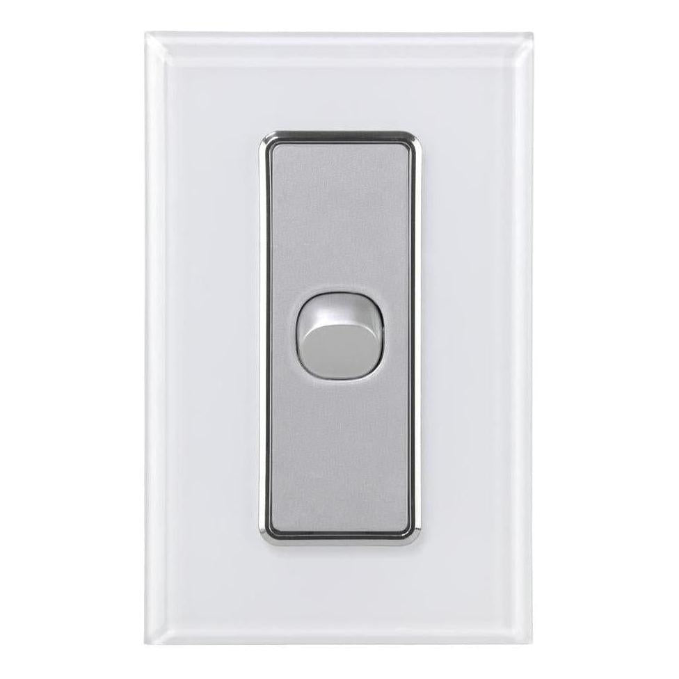 Iluma 1 Gang D/GL Series Vertical Light Switch White/Silver