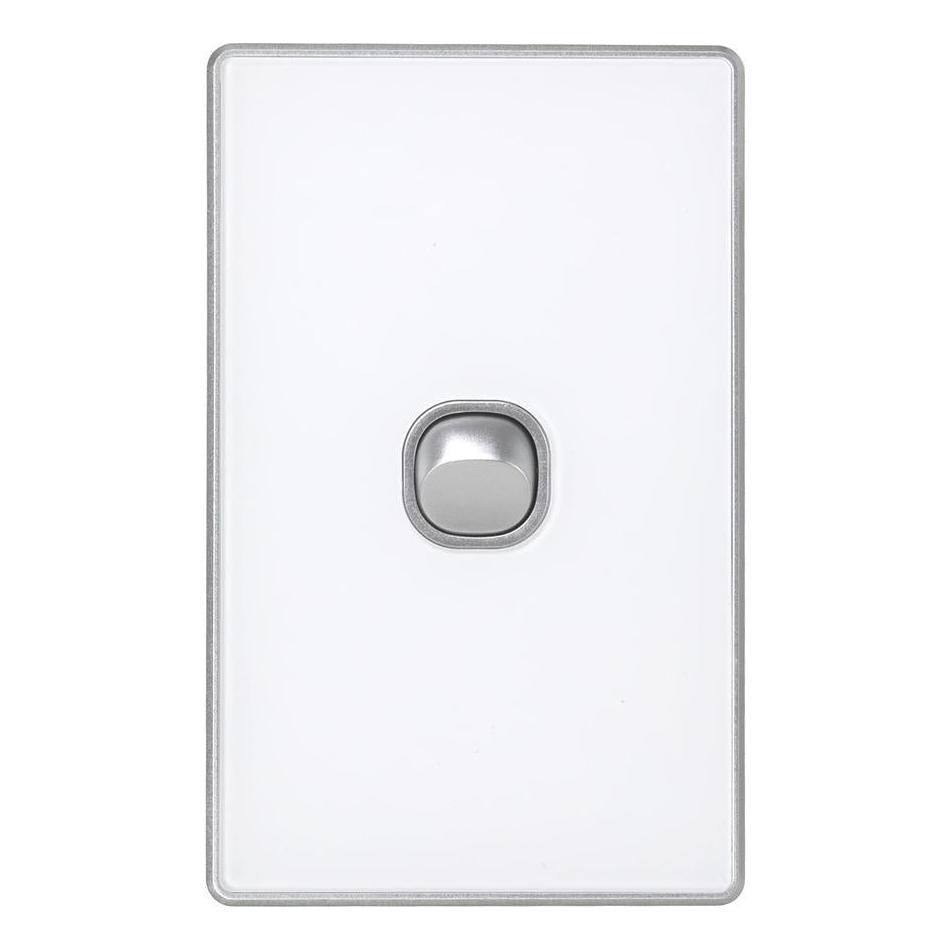 Iluma 1 Gang Light Switch Acrylic D-Series Silver/White