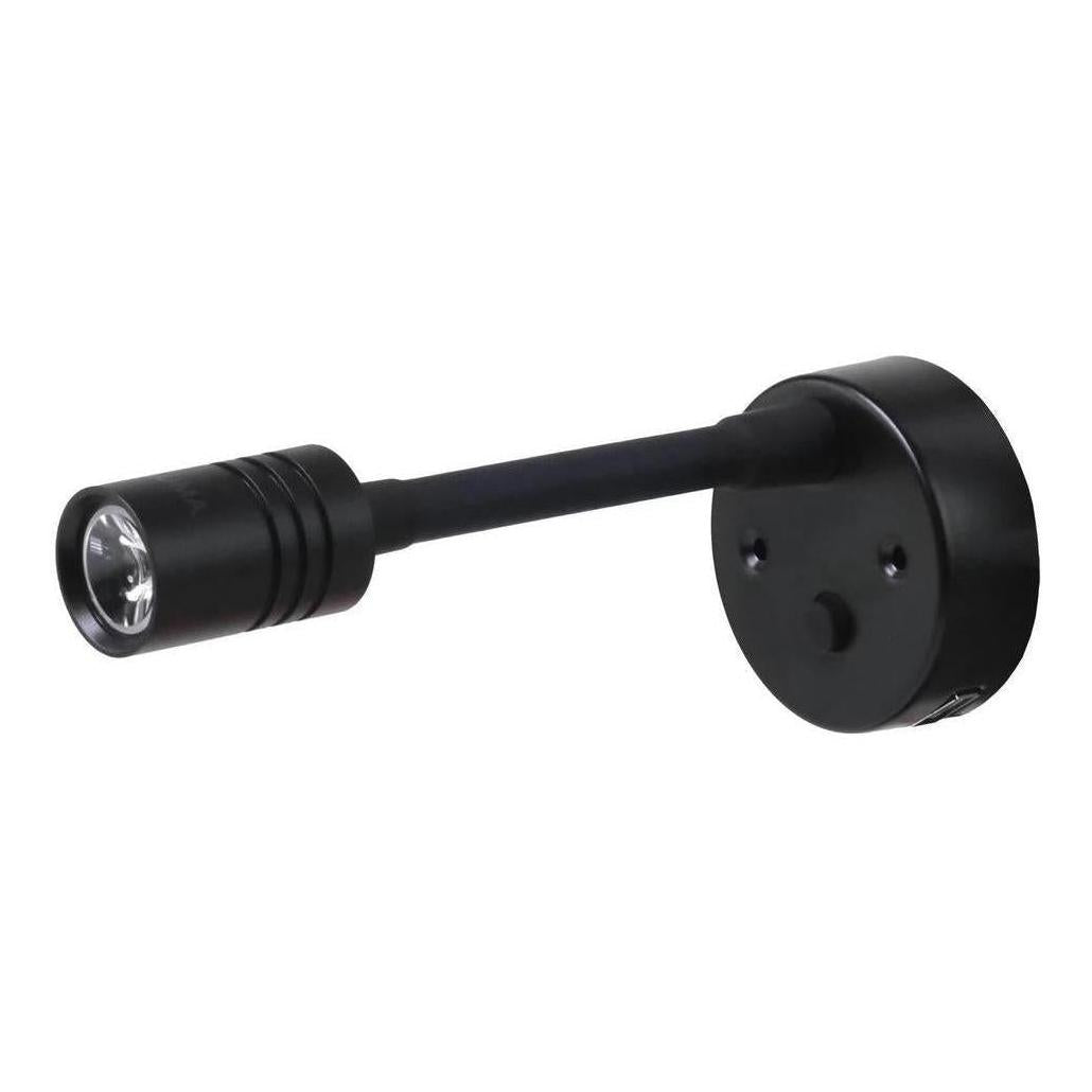 Iluma 10-24V Reading Light Flexible Dimmable Dual Colour Blue/White Light USB/USB-C Port Black