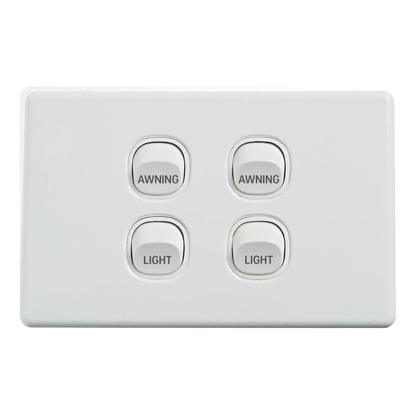 Iluma 10A Single Pole Switch Awning Print Mechanism White