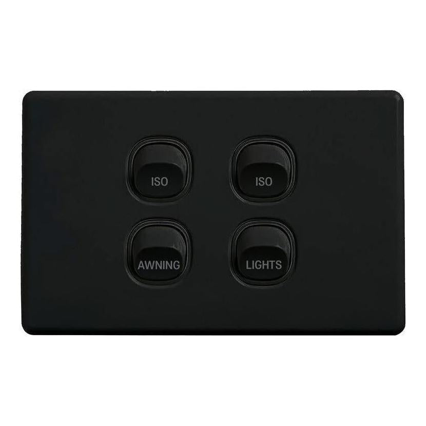 Iluma 10A Single Pole Switch ISO Print Mechanism Black