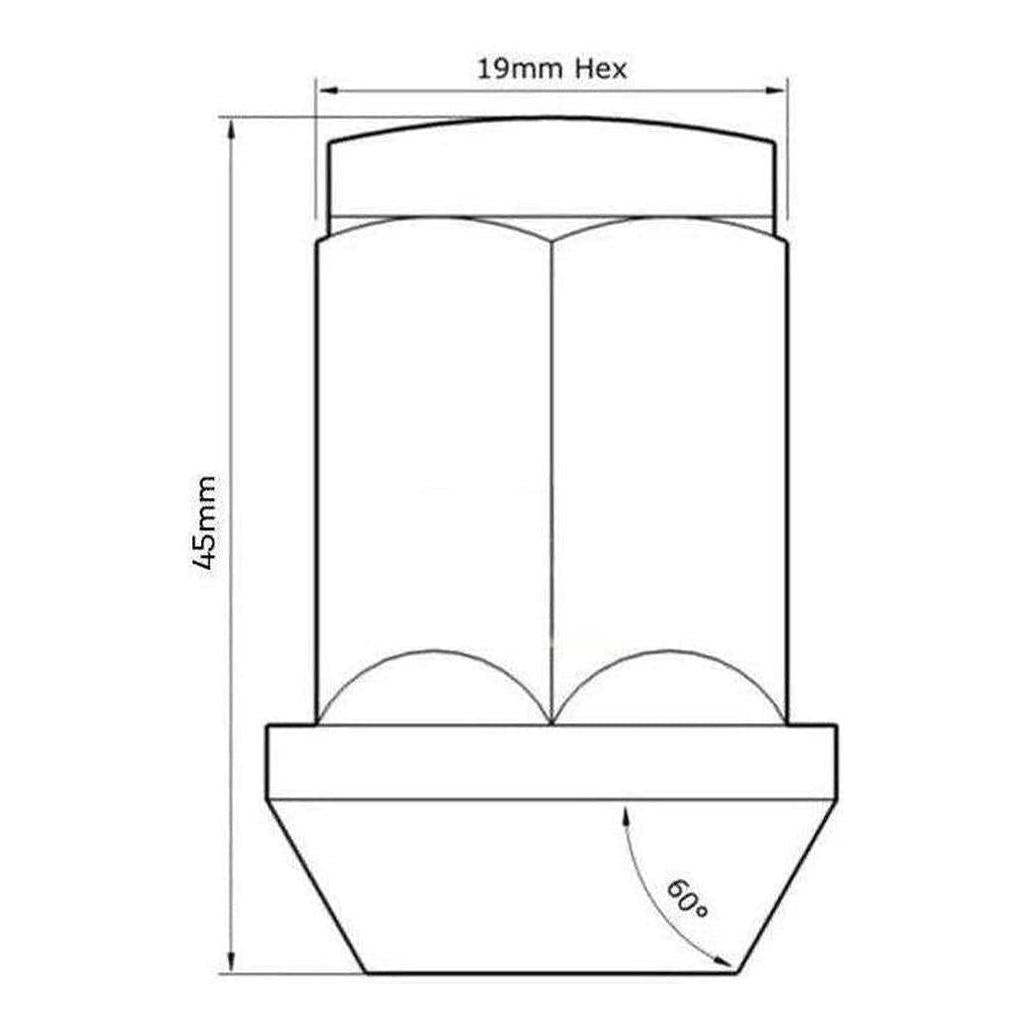 Iluma 1/2" 45mm 19mm Hex Wheel Nut Chrome ea.