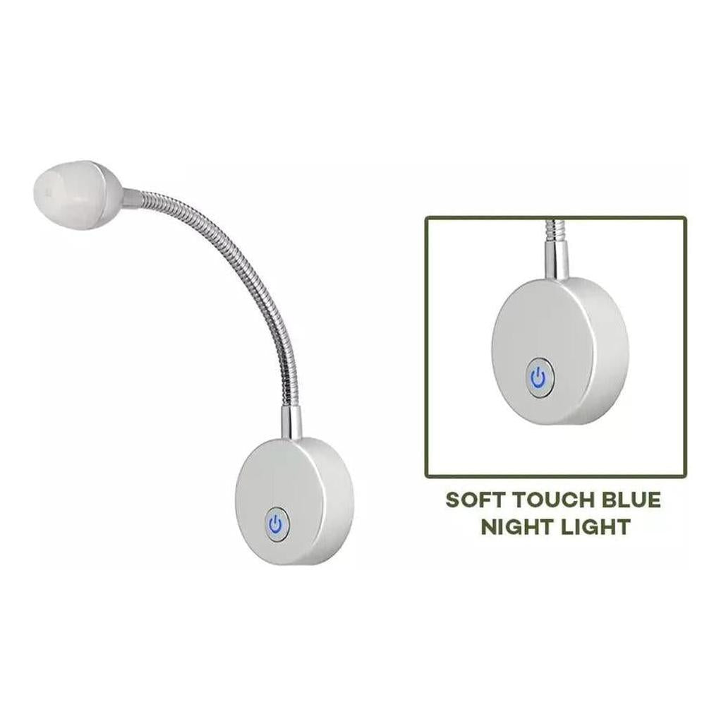 Iluma 12V Reading Flexible Light With Touch On / Off Blue Light Switch