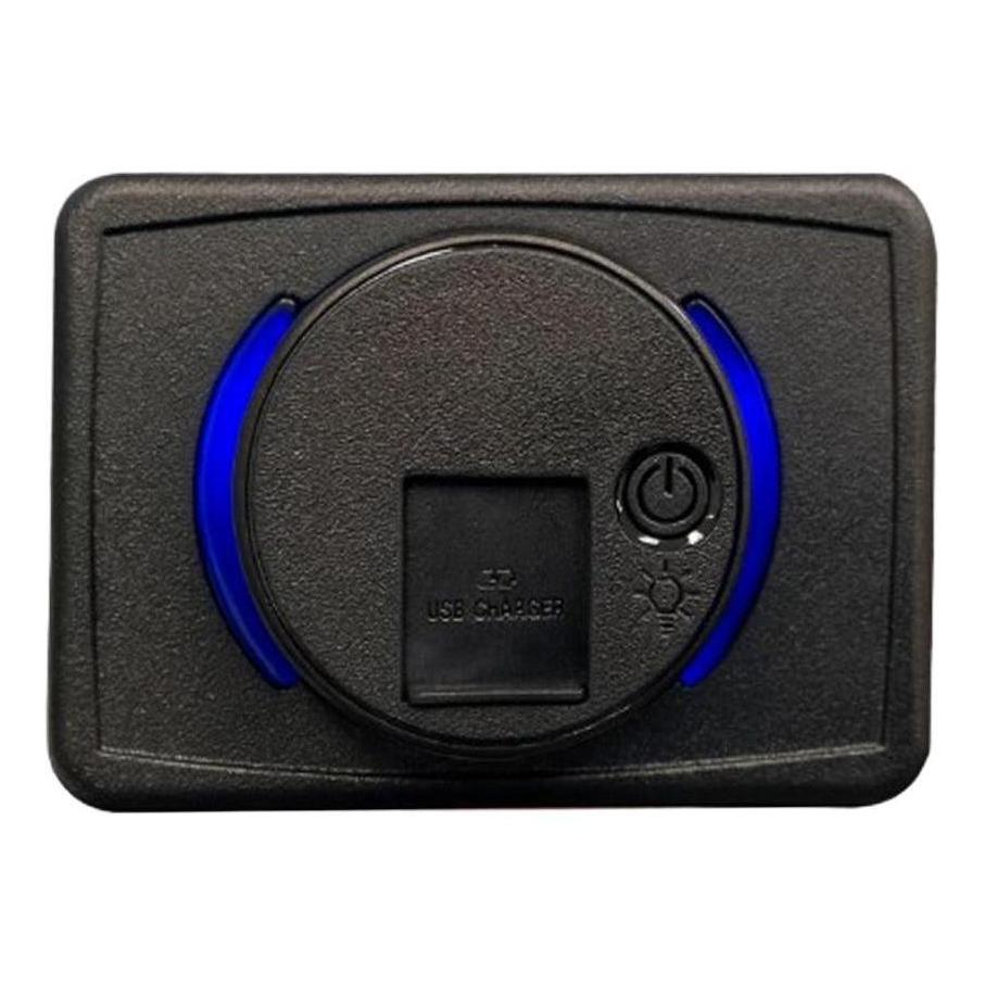 Iluma 12V/24V USB/USB-C Flush Mount Power Socket inc On/Off Light Switch 63x47mm Black
