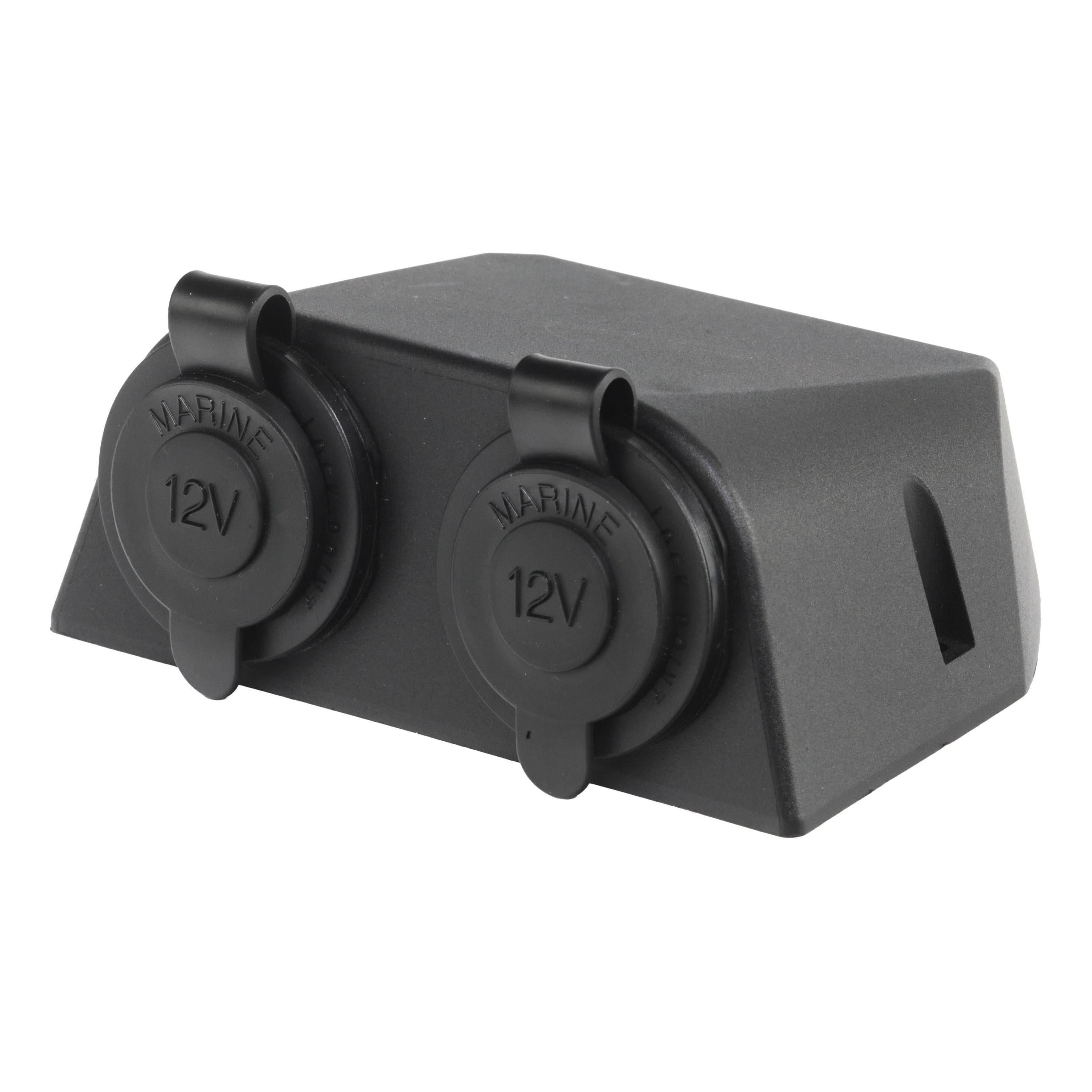 Iluma 12v Double Power Accessory Socket Surface Mount Black
