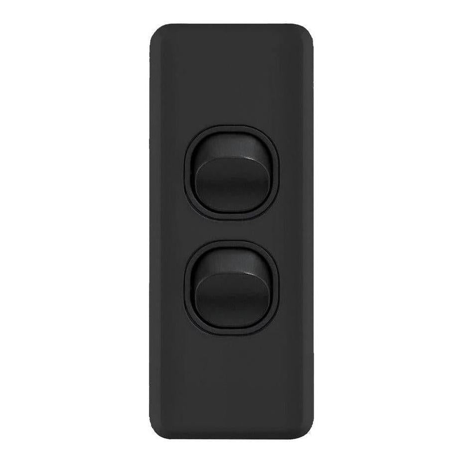 Iluma 2 Gang Architrave Light Switch Black