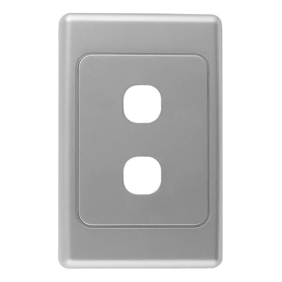 Iluma 2 Gang Light Switch Cover Plate Only Silver