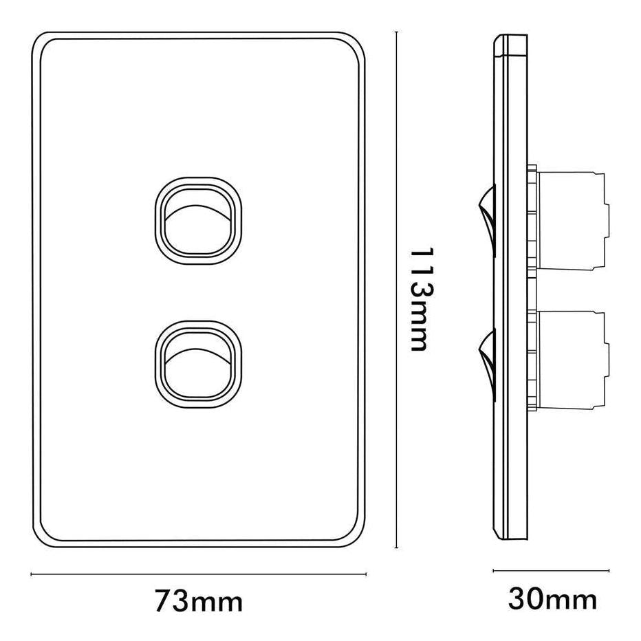 Iluma 2 Gang Vertical Light Switch Black