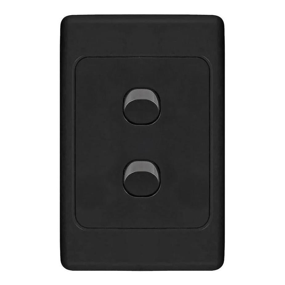Iluma 2 Gang Vertical Light Switch Black