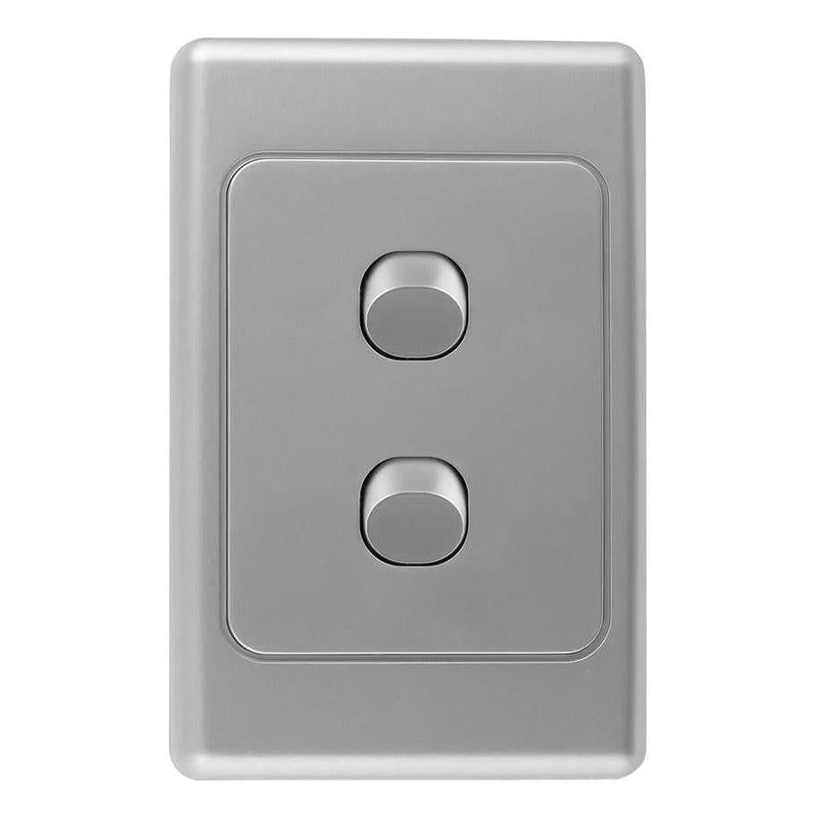 Iluma 2 Gang Vertical Light Switch Silver
