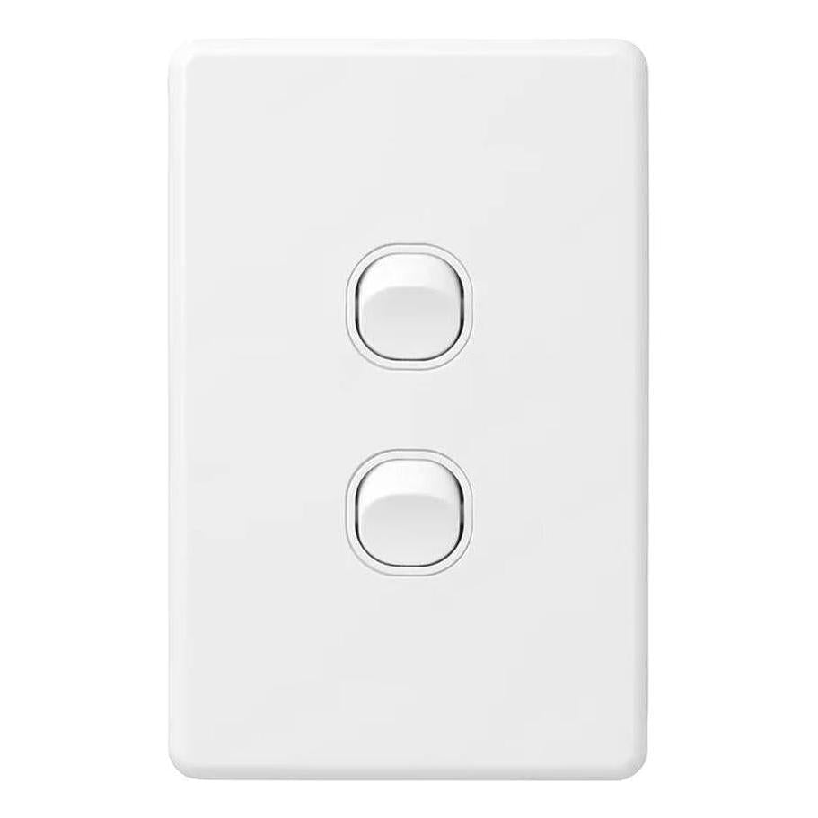 Iluma 2 Gang Vertical Light Switch White