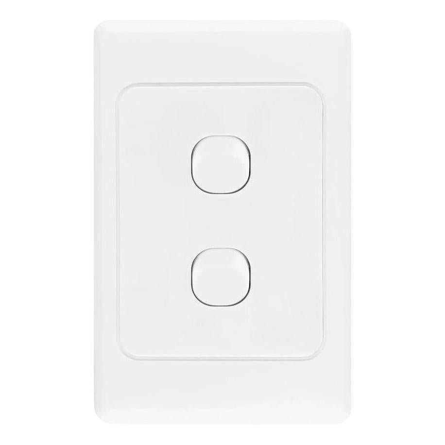 Iluma 2 Gang Vertical Light Switch White