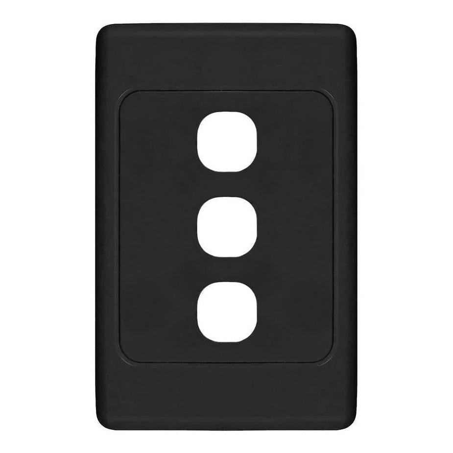 Iluma 3 Gang Light Switch Cover Plate Only Black
