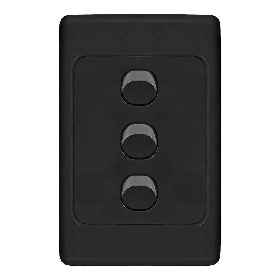 Iluma 3 Gang Vertical Light Switch Black