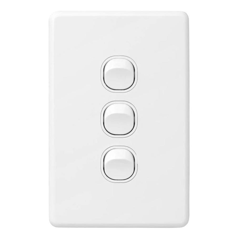 Iluma 3 Gang Vertical Light Switch White