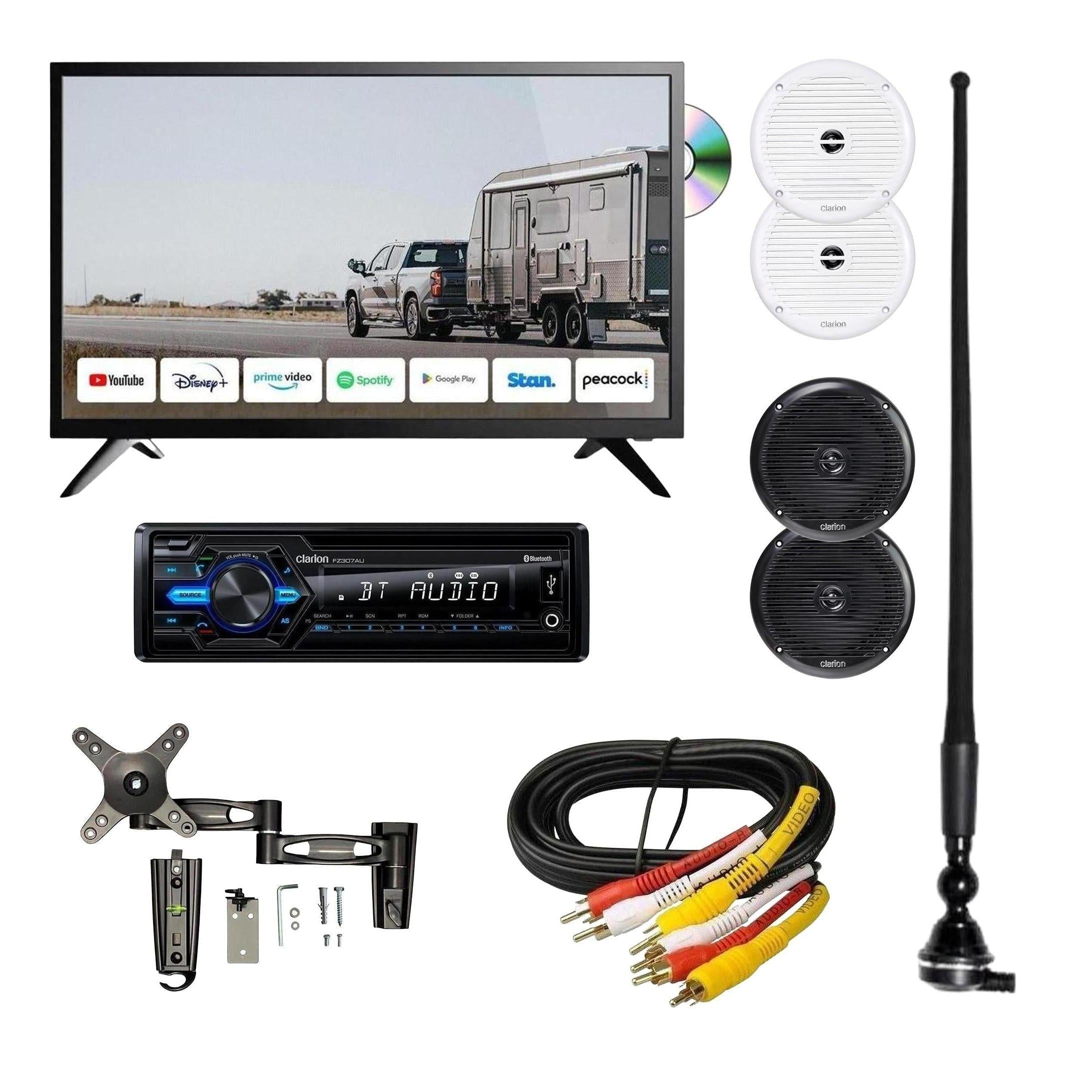 Iluma 32" 80cm Smart TV/DVD Combo With Clarion Radio & Clarion Speakers Complete Package