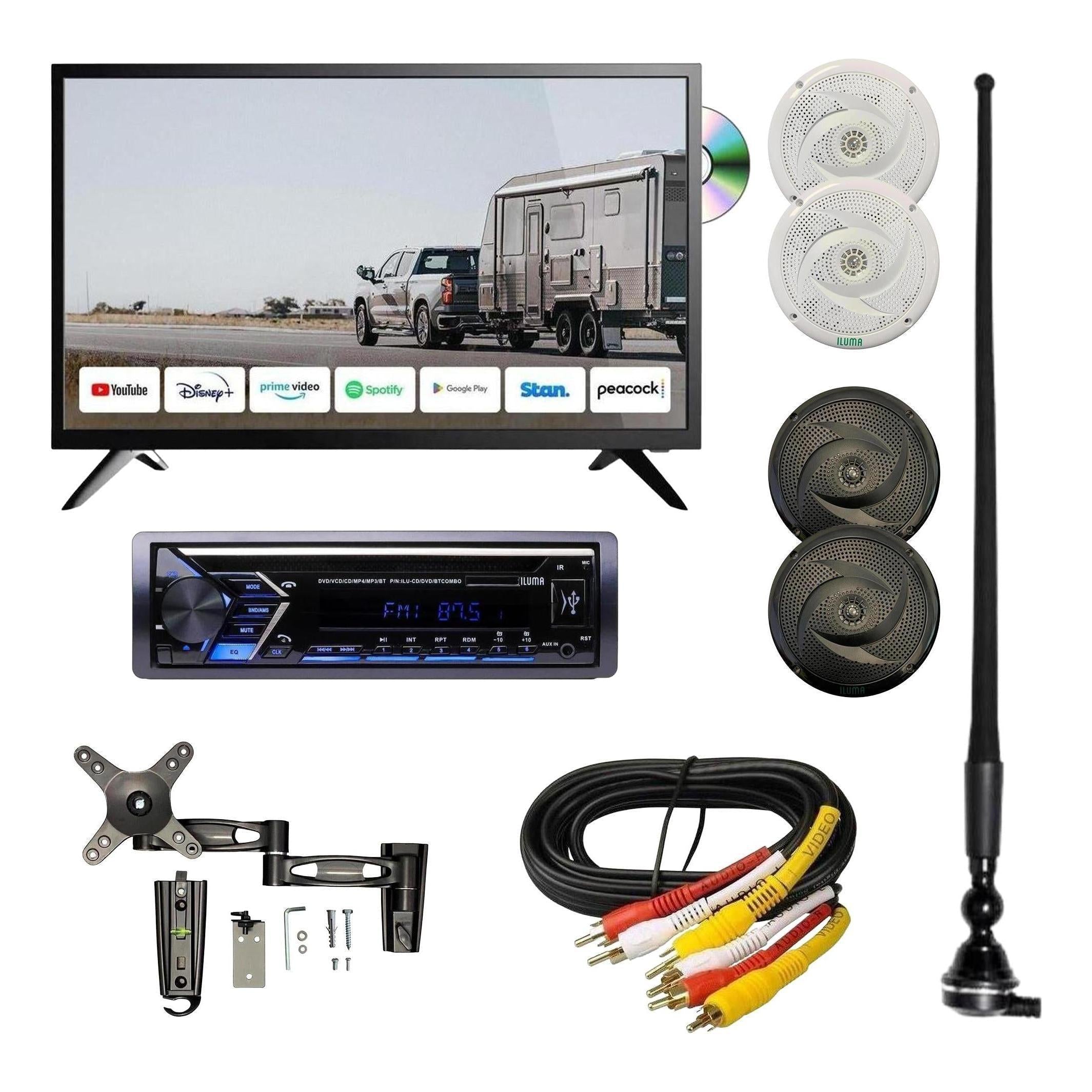 Iluma 32" 80cm Smart TV/DVD Combo With Iluma Radio & Iluma Speakers Complete Package