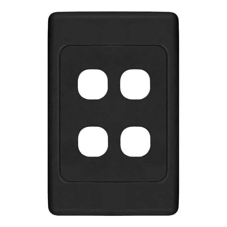 Iluma 4 Gang Light Switch Cover Plate Only Black