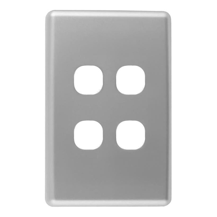 Iluma 4 Gang Light Switch Cover Plate Only Silver