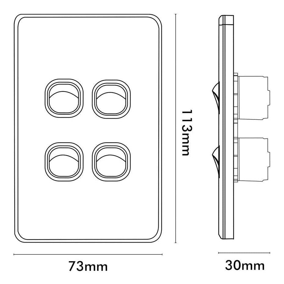 Iluma 4 Gang Vertical Light Switch Black