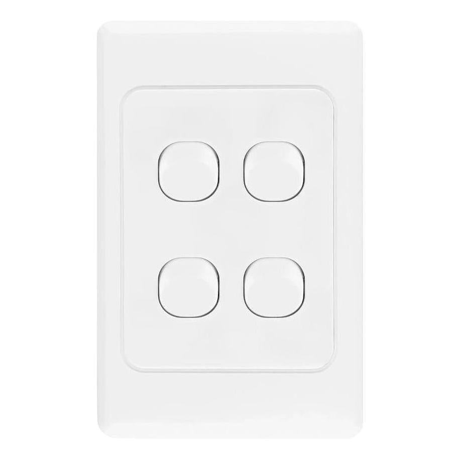 Iluma 4 Gang Vertical Light Switch White