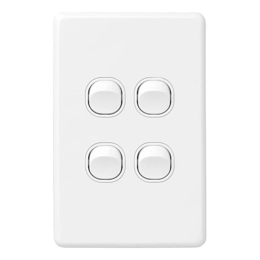 Iluma 4 Gang Vertical Light Switch White
