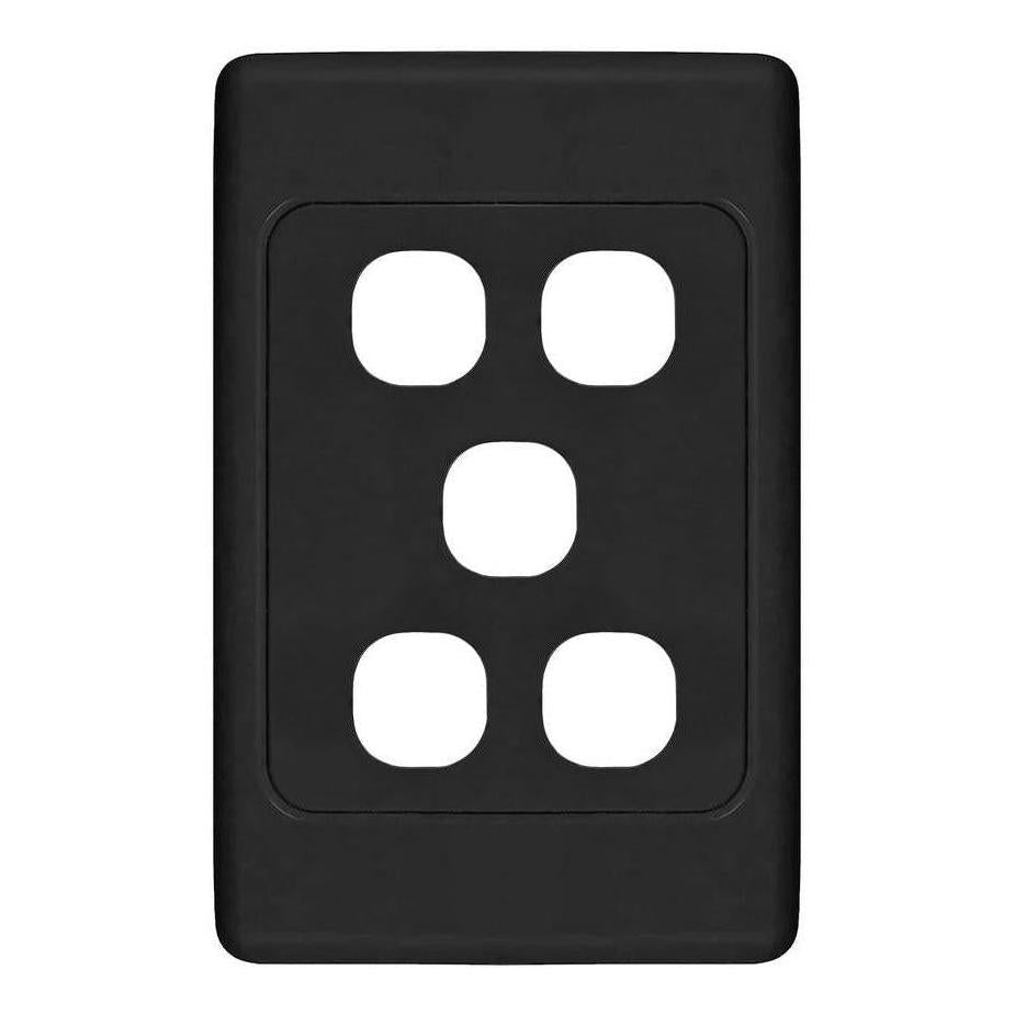 Iluma 5 Gang Light Switch Cover Plate Only Black