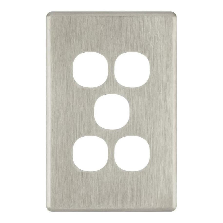 Iluma 5 Gang Light Switch Cover Plate Only Brushed Metal