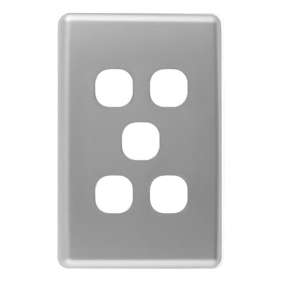 Iluma 5 Gang Light Switch Cover Plate Only Silver
