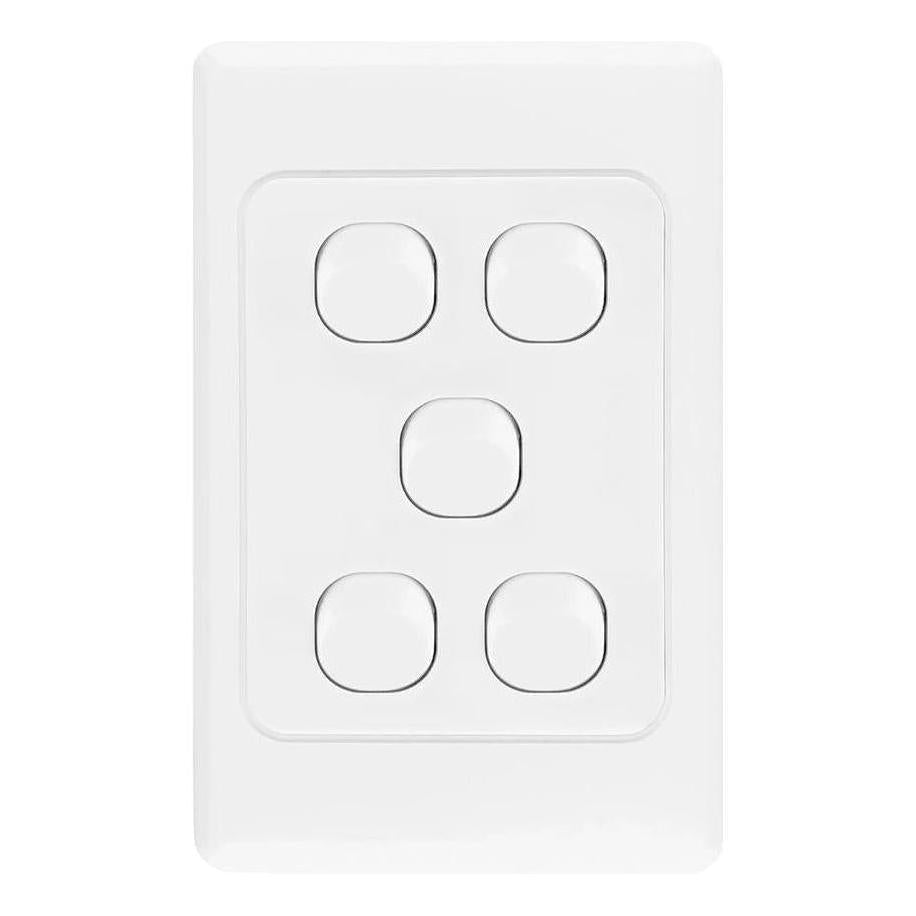 Iluma 5 Gang Vertical Light Switch White