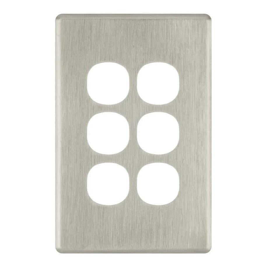 Iluma 6 Gang Light Switch Cover Plate Only Brushed Metal