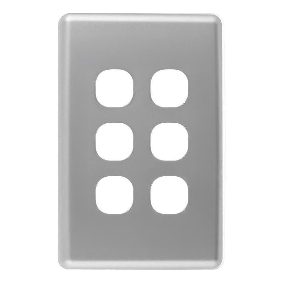 Iluma 6 Gang Light Switch Cover Plate Only Silver