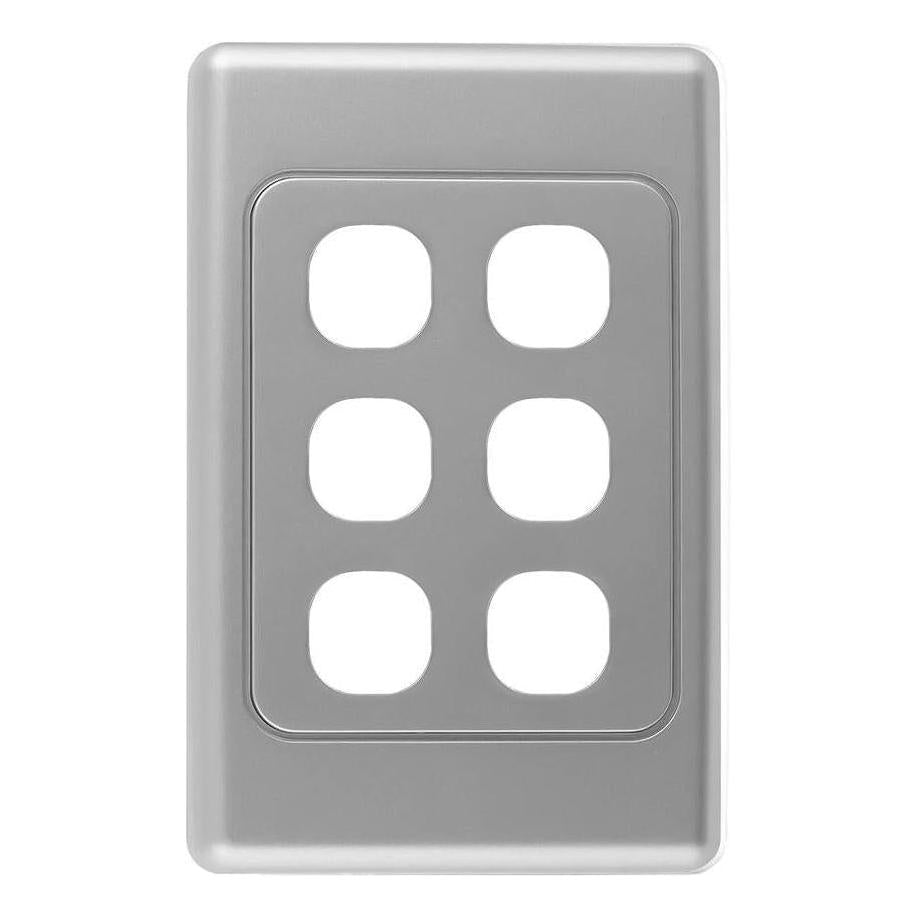 Iluma 6 Gang Light Switch Cover Plate Only Silver