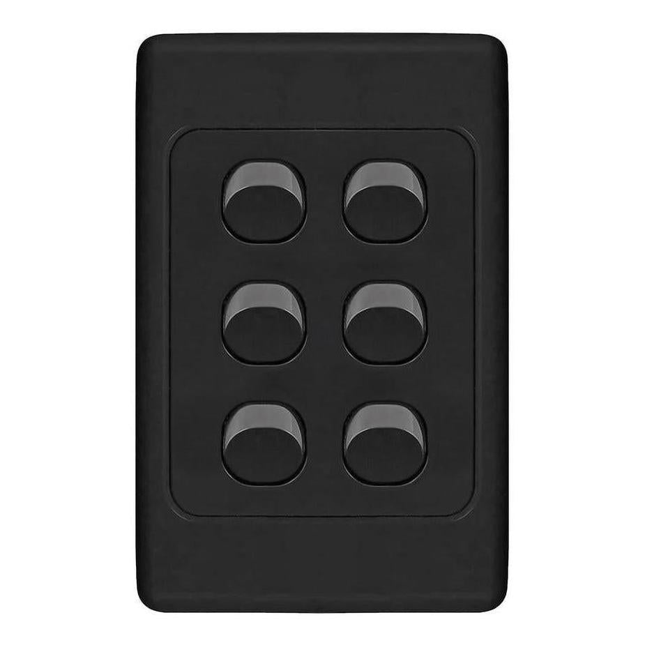 Iluma 6 Gang Vertical Light Switch Black