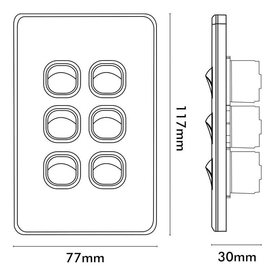 Iluma 6 Gang Vertical Light Switch White