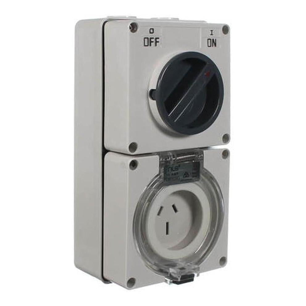 Iluma Combination 3 Flat Pin 15Amp 250V Switched Socket Outlet Grey 38mm Base