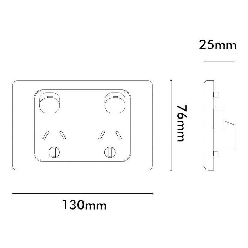Iluma Double Pole 10A Double GPO PowerPoint Black