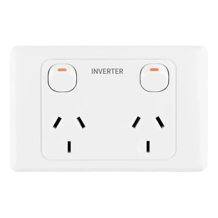 Iluma Double Pole 10A Double GPO PowerPoint Inverter Print White