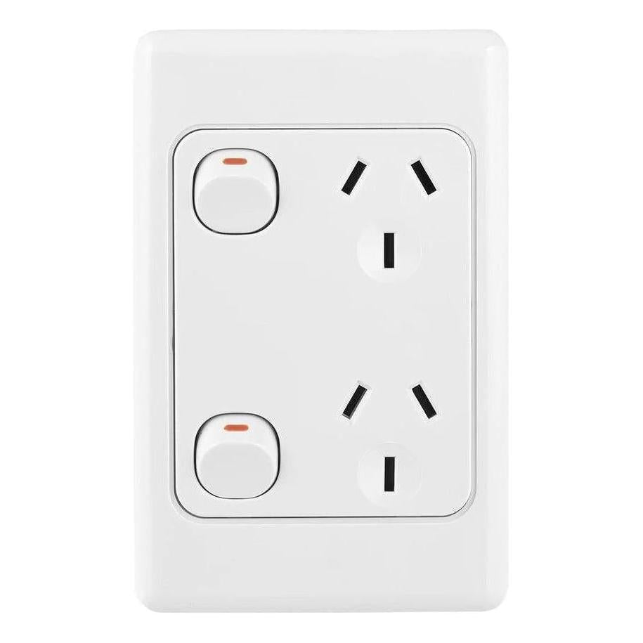 Iluma Double Pole 10A Double GPO PowerPoint Vertical White