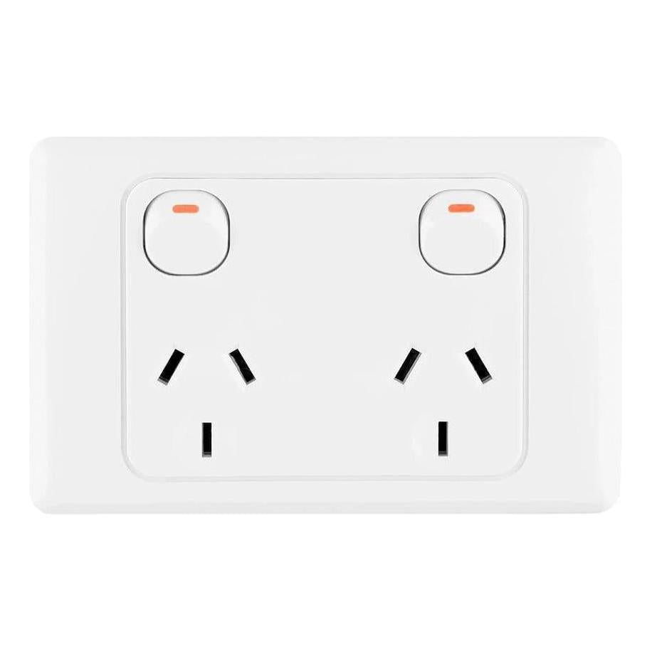 Iluma Double Pole 10A Double GPO PowerPoint White